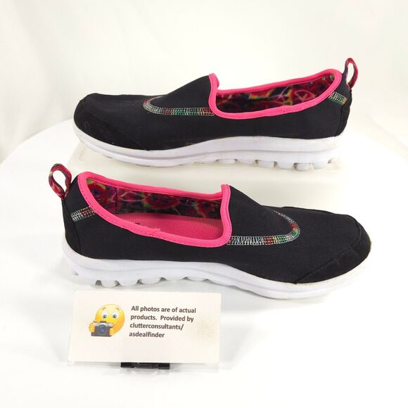 Skechers GoWalk Slip On Athletic Walking Shoe Girls Size 6 81020L Black Pink - Picture 4 of 9